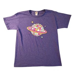 Camiseta niña púrpura Fruit of the Loom Disco Saturn talla mediana - Imagen 1 de 7