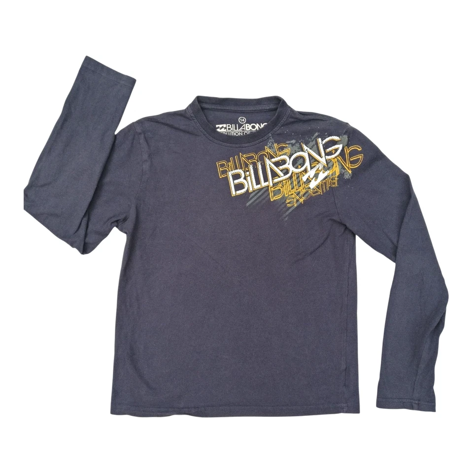 Футболка с длинным рукавом Billabong для мальчиков размер 14 серая с графическим принтом хлопковая рубашка для серфинга - Изображение 1 из 2