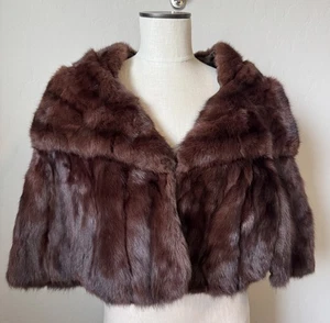 Vtg Fur Mink Stole Cape Wrap Brown Evening Jacket Shawl Ave. Montaigne Opera - Picture 1 of 14