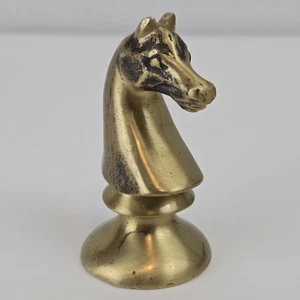 Carl Aubock Messing Ritter Schachfigur Skulptur Briefbeschwerer Figur Pferd signiert - Bild 1 von 10