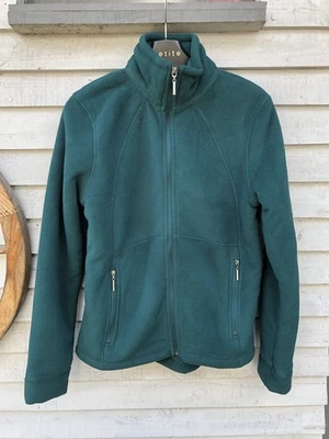 M&S Ladies Warm Green Thick Faux Fur Lined Fleece Jacket Size 6 - Image 1 of 4