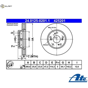 2x BRAKE DISC 24.0125-0201.1 FOR HONDA CIVIC/X/Hatchback/VIII/IX BALLADE 1.0L - Picture 1 of 10