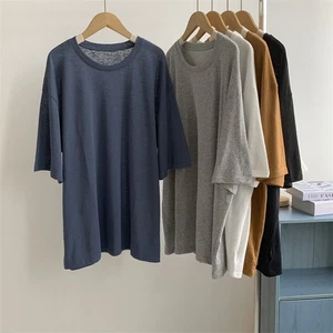 Rundhals Baumwolle Kurzarm Große Größen T-Shirt Locker Elegant und Slim Top - Bild 1 von 20