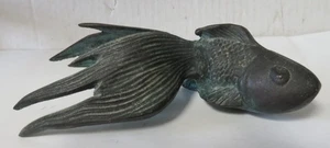 Vintage patinierte Bronze Koki Fisch Skulptur Briefbeschwerer San Pacific Intl - Bild 1 von 7