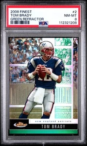 2008 Topps Finest rifrattore verde #2 Tom Brady - /299 - PSA 8 - Foto 1 di 2