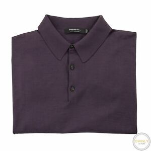 LNWOT CURRENT Zegna Grape High Performance Wool Rib Piped Polo Sweater 56EU/2XL