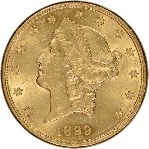 US Gold $20 Liberty Head Double Eagle - Almost Uncirculated - Random Date Cover