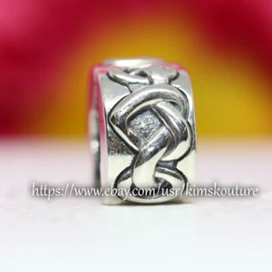 Auténtico Dije de Clip Corazones Anudados Pondora Plata de Ley 798035 - Imagen 1 de 4