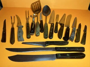 Lot of 18 Wooden Handled Kitchen Utensils Flint Imperial Capco Forgecraft Ekco - Picture 1 of 15