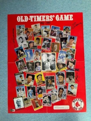 Póster Ted Williams Boston Red Sox 1982 Old Timers Day 25 firmas automático BAS Foto 1 de 4