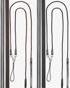 LeMieux Rope & Leather Draw Reins with Clips Training Aid Black/Brown Full Size - Picture 1 of 5
