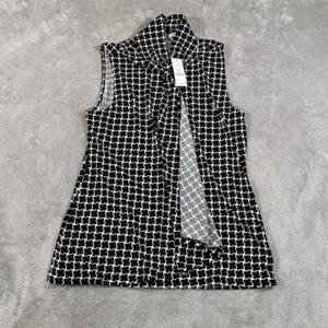 White House Black Market Women's Geometric Sleeveless Blouse M Black NEW - Picture 1 of 8
