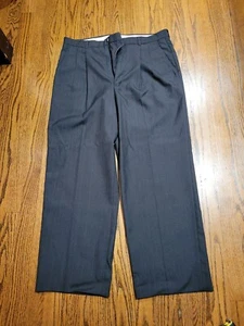Dress Pants Men's 34R Black Striped Wool Polyester Blend - Picture 1 of 12
