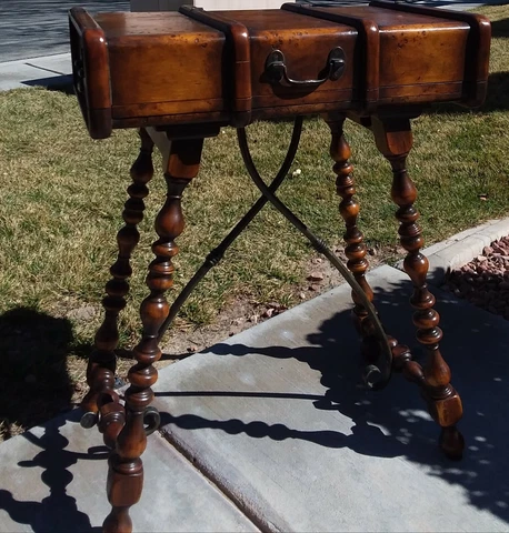 Vintage Burl Wood Traveling Writing Desk Cover