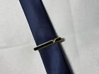 Authentische Yves Saint Laurent Y Logo Krawatte Pin Krawatte Clip Krawatte Bar schwarz x gold Vintage