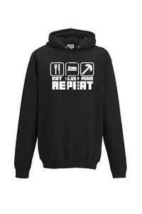 Eat Sleep Mine Repeat Kapuzenoberteil Basteln Hoodie alle Größen Erwachsene & Kinder - Bild 1 von 1