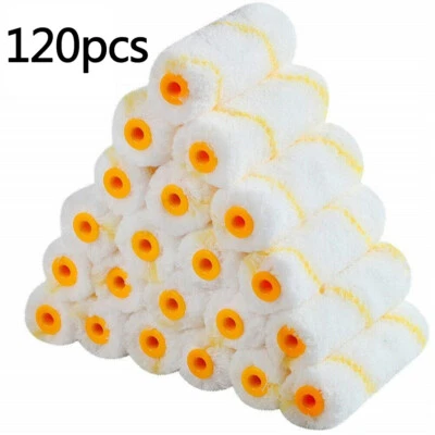 120 Roll 4" inch Mini Paint Roller Covers Refill Gold Stripe Soft Woven 1/2" Nap