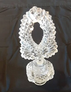 Parfüm Flakon Klar Geschliffenes Glas Viktorianisch Oval Fächer Stopfen 7,5" Hoch - Bild 1 von 3