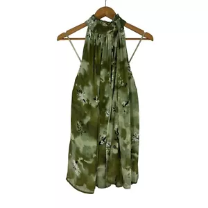 By Anthropologie Women’s Size Large Green Floral Print Halter Flowy Tank New - Picture 1 of 9