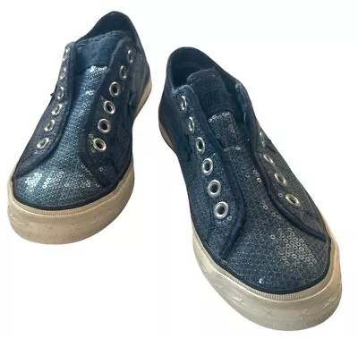 女式匡威运动鞋 One Star 蓝色亮片无鞋鞋鞋 6.5 码 — 第 1/4 张图片