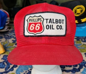 VINTAGE PHILLIPS 66 TALBOT OIL CO. TRUCKER MESH DRUCKKNOPFLASCHE MÜTZE KAPPE - Bild 1 von 6