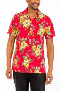 Camisa para hombre con botones de mezcla de poliéster estampado ligero resorte manga corta con botones - Imagen 1 de 40