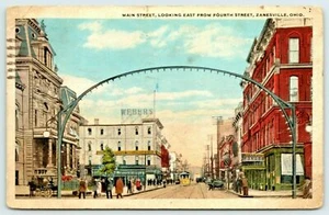 1921 Zanesville  Ohio Main Street View Postcard  - Picture 1 of 2