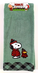 Snoopy Woodstock Peanuts / Handtuch Bath Towel grün Stickerei kariert / NEU USA - Picture 1 of 21