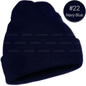 Beanie Hat Cap Plain Knit Ski Skully Cuff Winter Warm Slouchy Men Women Solid CF