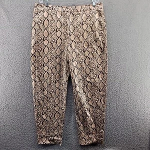 Zara Pants Womens XXL Brown Snakeskin Print Faux Leather Straight Leg Comfort - Picture 1 of 10