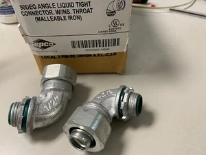 Lot of 2 Sepco SLT35T 1/2" 90 DEGREE Liquidtight Conduit Connect Iron Ins Throat - Picture 1 of 1