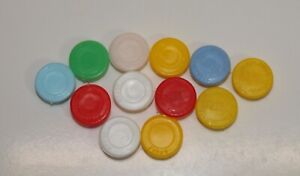 Vintage Lot of 12 Plastic THREAD SPOOL CAPS Dritz Japan * Various Colors