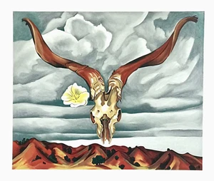 Georgia O'Keeffe RAM'S HEAD HOLLYHOCK 1935 Lithograph, Desert Landscape, Skull  - Picture 1 of 6