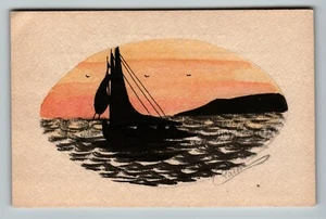 Boat - Hand draw postcard by Laissa - France? - Picture 1 of 2