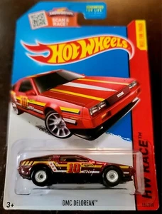 Hot Wheels 2015 Super Treasure Hunt DMC DeLorean Red HW Race - Track Aces *NEW* - Picture 1 of 9