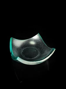 Stephen Schlanser Jade Art Glass Bowl Brush Stokes Measures 9.5"  Square by 4" H - Picture 1 of 13
