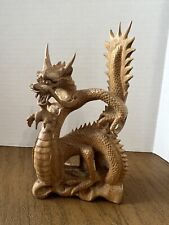 Wooden carved chinese dragon statue 6.75”