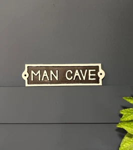 'MAN CAVE' Cast Iron Wall Sign Plaque - Picture 1 of 5