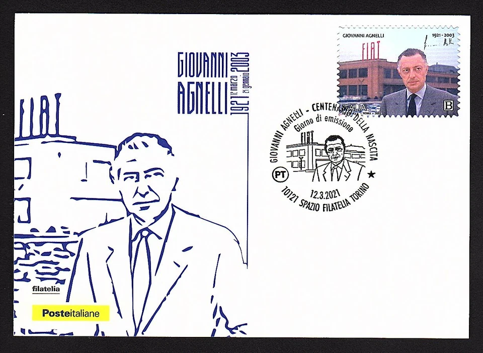 Italia 2021 : Giovanni Agnelli - Cartolina Ufficiale Poste Italiane