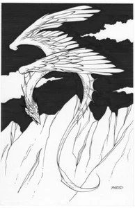 Original RPG Art by Fred "Phred" Rawles; Dragon in Flight Fantasy - Picture 1 of 1