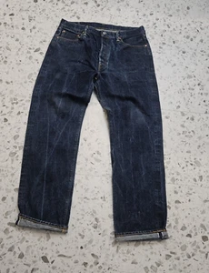 Bob Dong 14oz Selvedge Blue Button Fly Denim Jeans Mens 38 X 33 - Picture 1 of 8