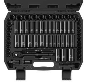 Juego de enchufes de accionamiento de 64 piezas de 3/8", SAE (5/16"-1") y métrico (6 mm-24 mm), profundo y poco profundo - Imagen 1 de 8