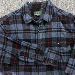 Woolrich Mens MEDIUM Blue/Red/Black Long Sleeve Button Cotton/Poly Shirt Plaid - Picture 1 of 12