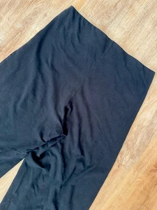Pantalones de pijama de salón de pierna ancha negros de algodón orgánico mediano cintura alta dobladillo crudo - Imagen 1 de 9