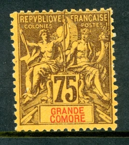 French Colonies 1897 Grand Comoro 75¢ Violet/Orange Scott #18 Mint G444 - Picture 1 of 6