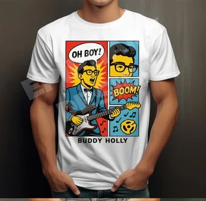 Camiseta Buddy Holly para Hombres y Damas Homenaje Rock and Roll Rockabilly Arte Pop - Imagen 1 de 2