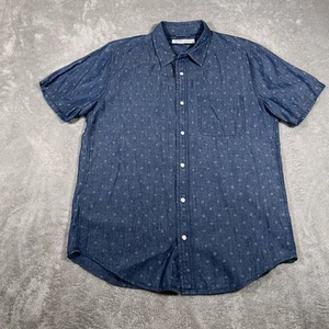 Outerknown Shirt Mens Large Blue Walker Chambray Short Sleeve Button Up Collared - Picture 1 of 6