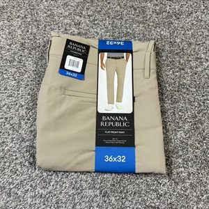Banana Republic Flat Front Mens Pants Slim Fit Straight Leg Stretch 36x32 NWT - Picture 1 of 4