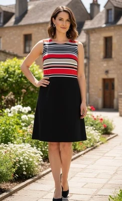 Vestido de fiesta Calvin Klein rojo negro funda fiesta talla 20W sin mangas cremallera trasera Foto 1 de 4