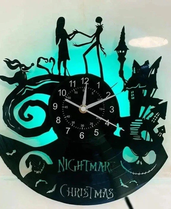 Reloj Disco Vinilo Navidad Pesadilla Antes De Navidad ¡Nuevo En Caja! ¡Luces LED! Foto 1 de 4